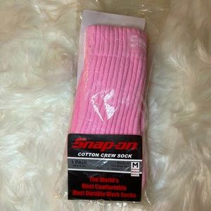Pink Snap-On Crew Socks
